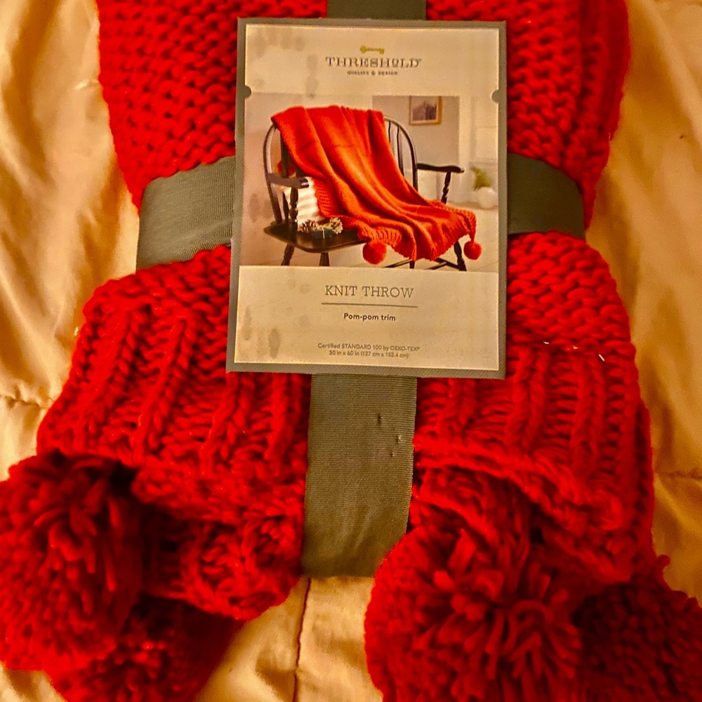 Threshold Vibrant Red Knit Throw